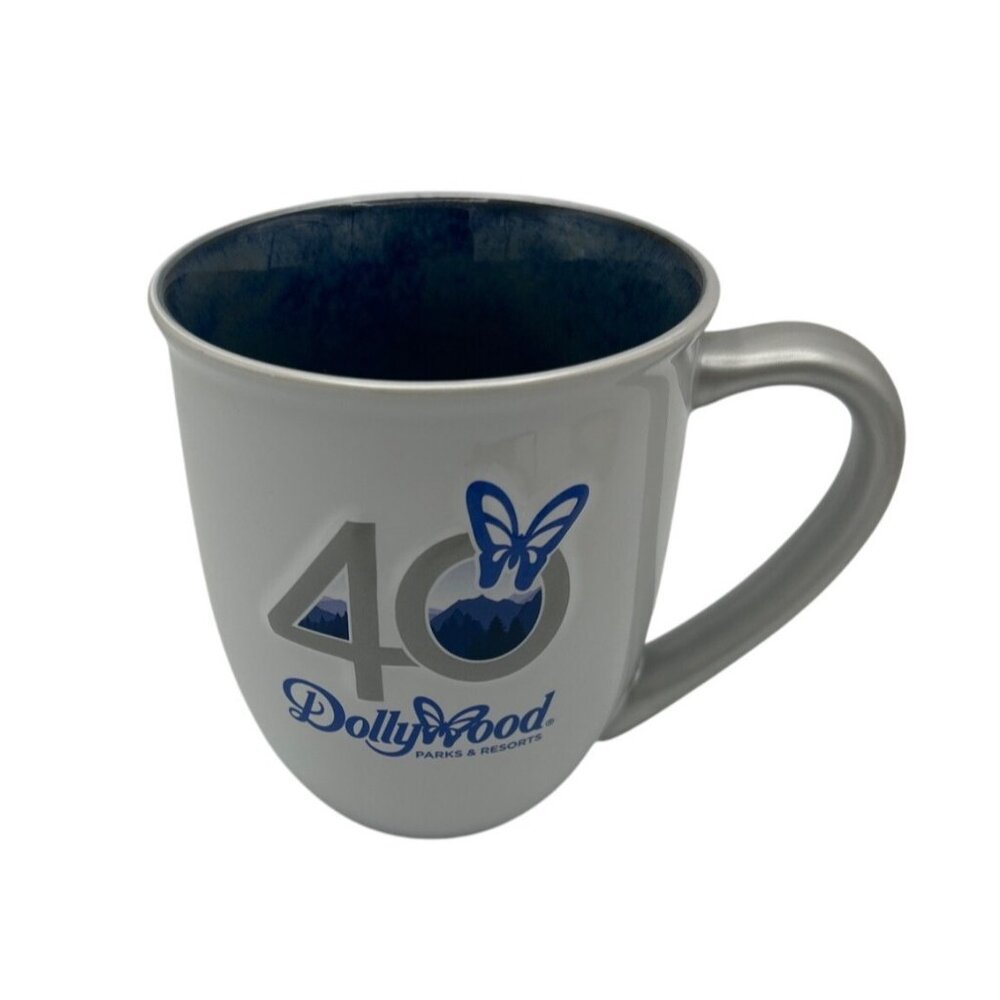 Dollywood Mug 40th Anniversary Dolly 40 Butterfly Blue Interior Large Big Handle